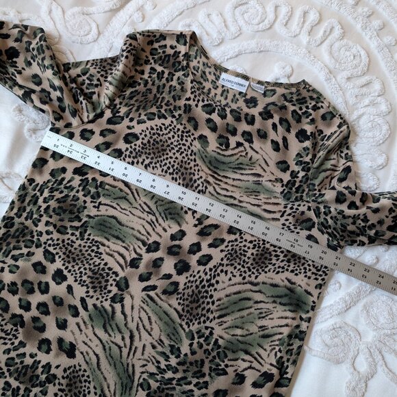 Alfred Dunner tan black green leopard print casual top 14 - Picture 5 of 8